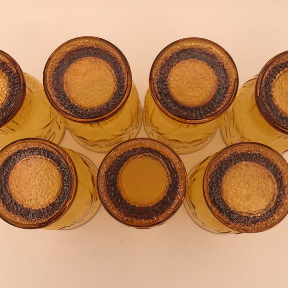 VTG Libbey Amber Daisy Country Garden 5" Beverage Glasses Set of 7 - Picture 6 of 8